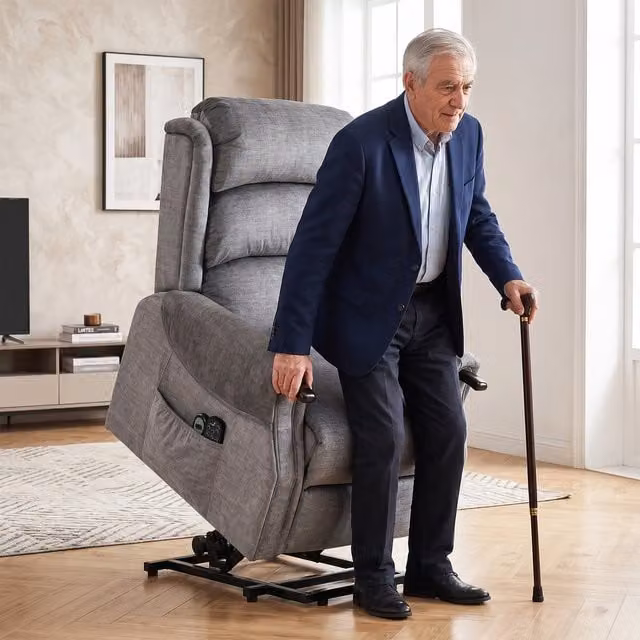 HOMCOM Power Lift Recliner Chair with Vibration and Heat in Light Grey