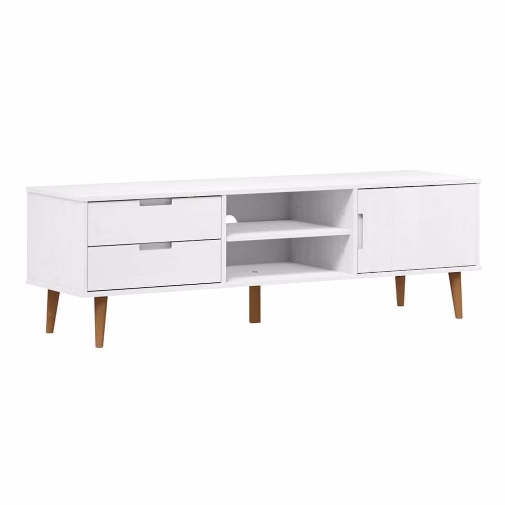 Berkfield Home MOLDE TV Cabinet in White Solid Pine Wood W/D/H: 158 x 40 x 49 cm – 3