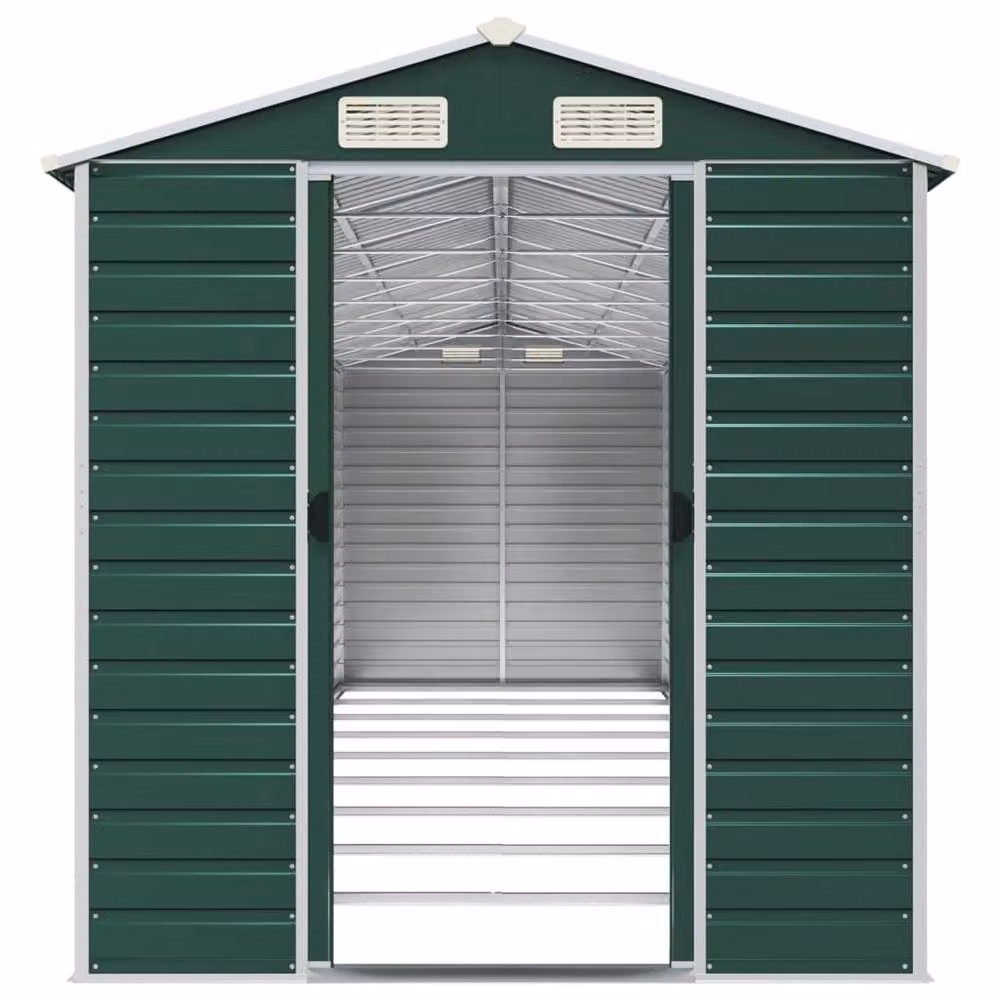 Berkfield Home Pent Garden Shed in Green Galvanised Steel, W/D/H: 810 x 191 x 198 cm – 3
