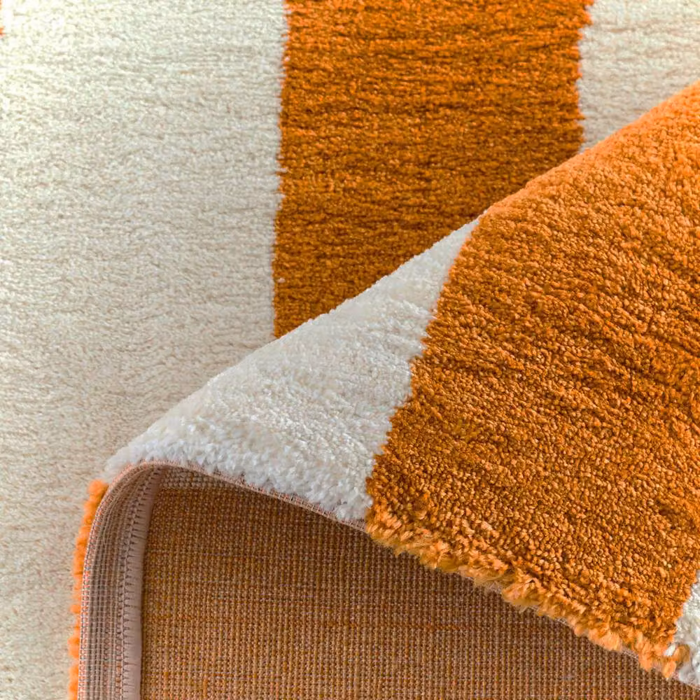 sweeek Indoor Striped Rug in Burnt Orange and White, W/D/H: 80 x 140 cm – 3