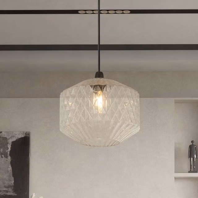 Lighting Collection Clear Glass Pendant Lamp Shade in Transparent and Black – 2