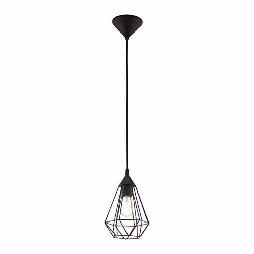 Loops Black Wire Cage Hanging Ceiling Pendant Light with Adjustable Height and E27 Socket