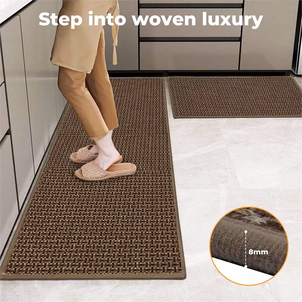 Kelvenix Woven Brown 2 Piece Non-slip Kitchen Mat Runner Set, Diameter: 100 cm – 4
