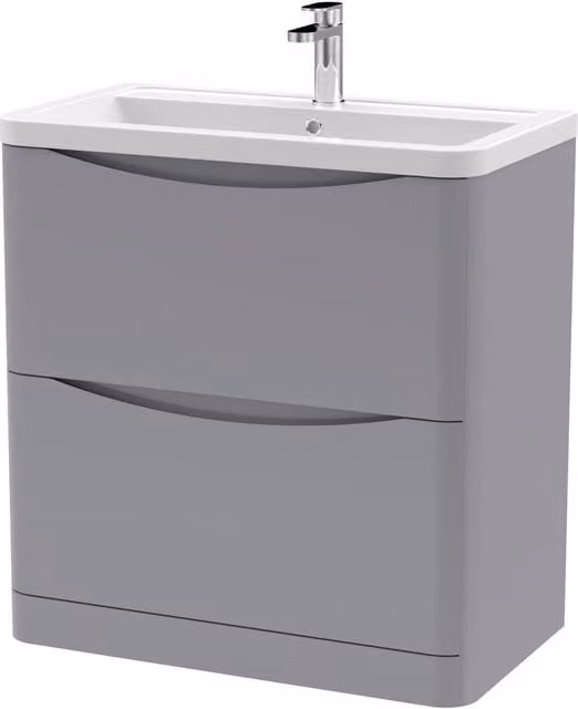 Balterley Dunwood Contemporary 2 Drawer Vanity Basin Unit in Satin Grey, Width: 80 cm – 1