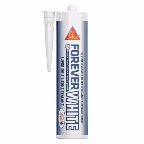 Sika Forever White Anti-Mould Silicone Sealant, White, 295ml – 1