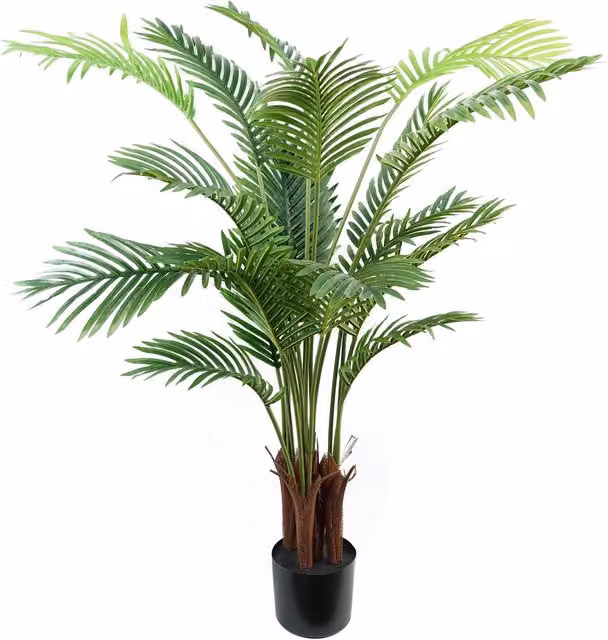Leaf Design 110cm Artificial Areca Palm Tree in a Black Pot, Green