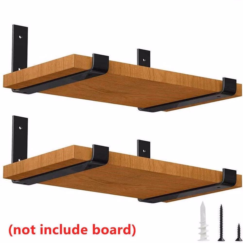 NESTLUNE 2-Piece Pack of Rustic Steel Scaffold Board Shelf Brackets in Matt Black – 5