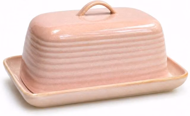 Scandi Home Pink Reactive Glaze Ceramic Butter Dish with Lid