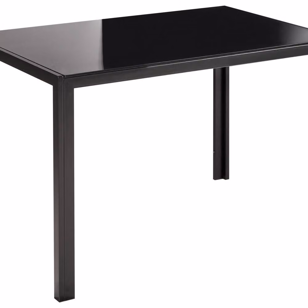 Wyld and Coco Modern Rectangular Dining Table with Black Glossy Tempered Glass Top, W: 120 cm, D: 80 cm, H: 75 cm – 2