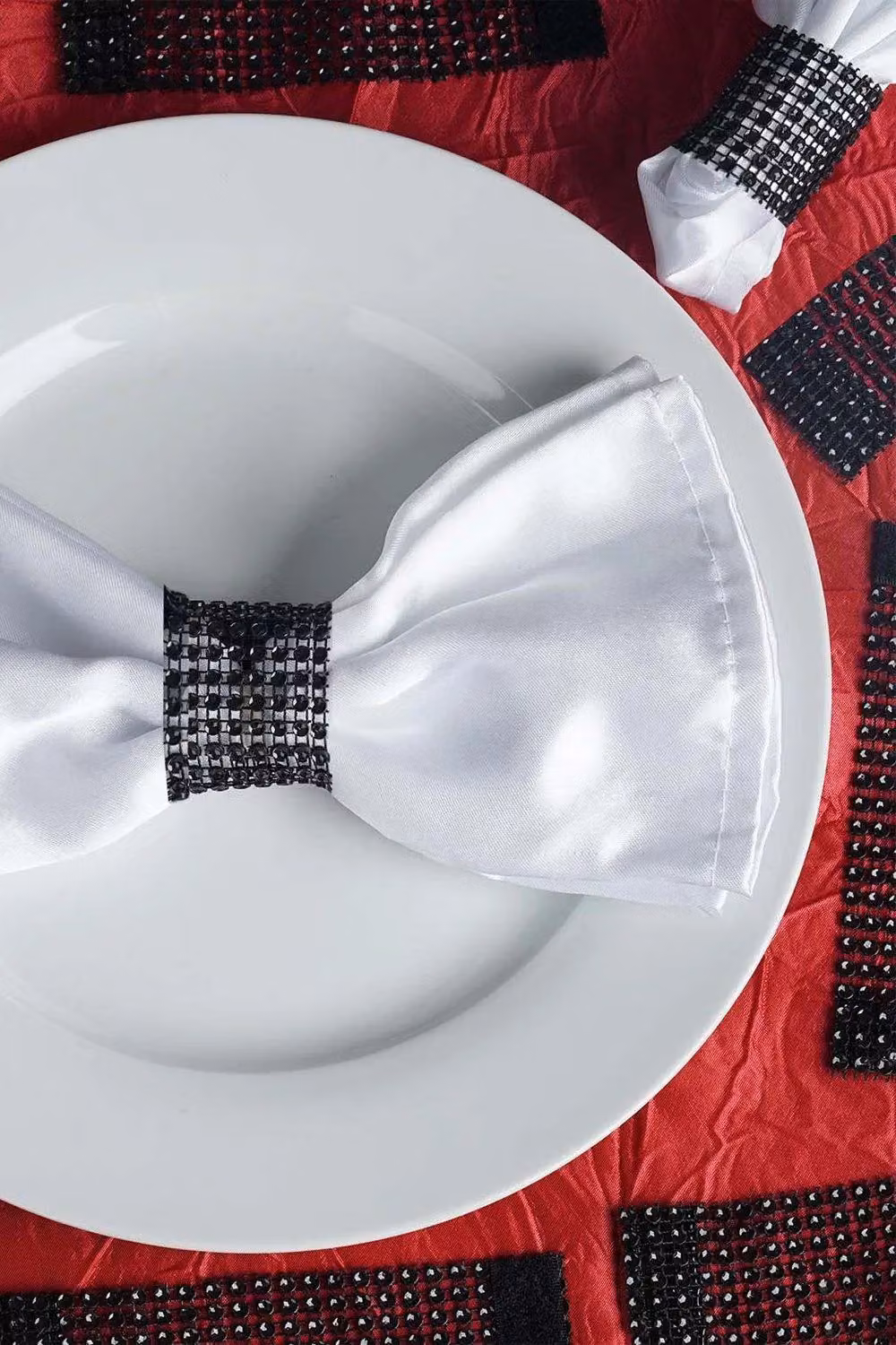 Neel Blue Set of 10 Black Stripe Buckle Napkin Ring Holders, W: 13 cm, D: 4 cm, H: 4 cm – 6
