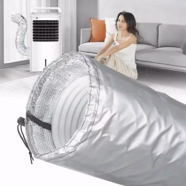 KORVIXA Silver Portable AC Hose Insulation Sleeve, W/D/H: 100 x 200 cm