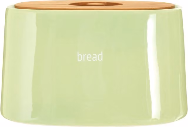 Orsina Luxe Green Ceramic Bread Bin with Bamboo Lid