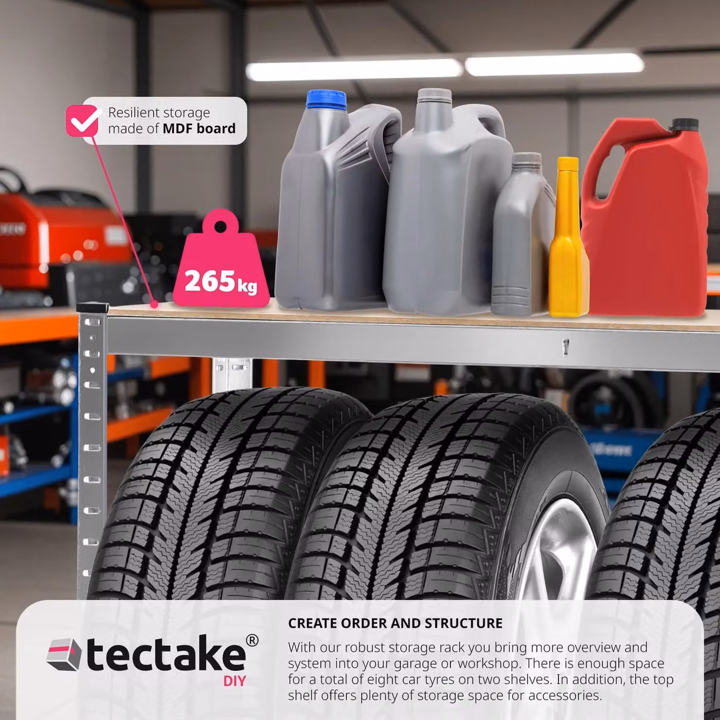 tectake Tyre Rack, Grey, W/D/H: 120 x 180 cm – 3