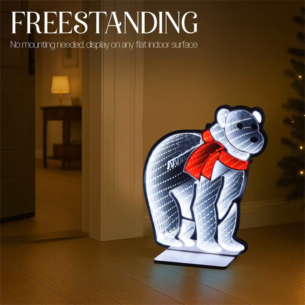 Xmas Haus Polar Bear Infinity Light with 180 Multicolour and White LEDs, W: 32 cm, H: 42 cm – 2