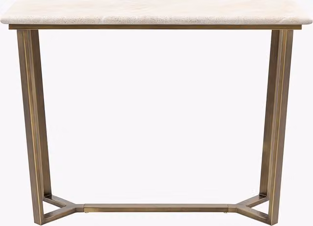 Perch & Parrow Celestia Modern Rectangular Marble Console Table with Gold and Bronze Metal Sled Base