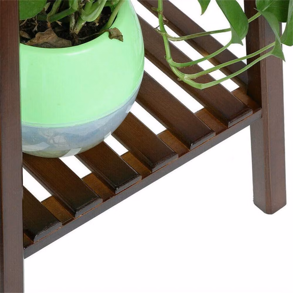 NESTLUNE 2 Tier Bamboo Tall Plant Stand in Brown, H 100 cm x W 15 cm x D 15 cm – 2