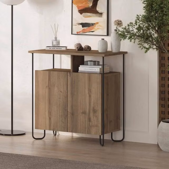 FORGEVIO Modern 2 Door Sideboard in Dark Oak with Metal Frame