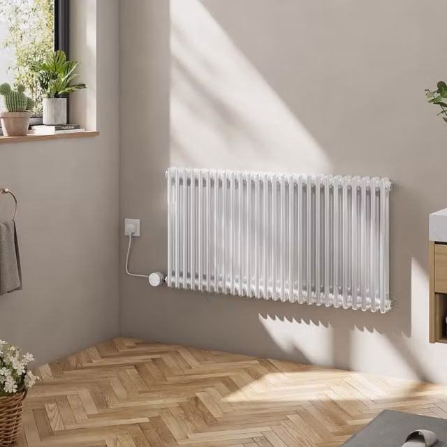 Livingandhome Wall-Mounted Electric Radiator with Thermostat and App Control, White, Width: 101 cm