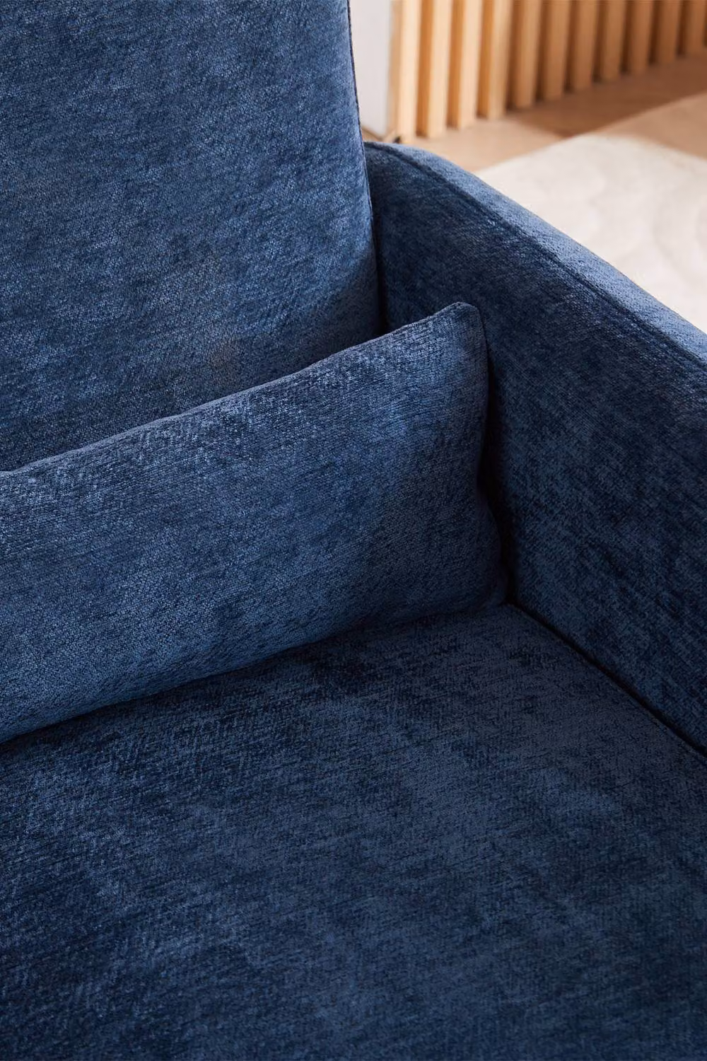 Living and Home Modern Blue Chenille Accent Chair with Armrests and Lumbar Pillow – 3