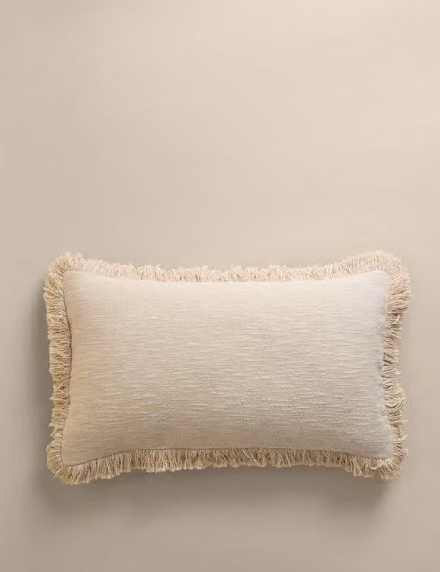 M&S Pure Cotton Rectangular Bolster Cushion in Beige