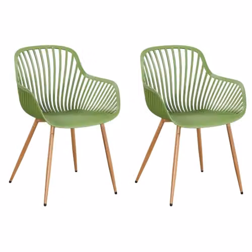 Core Products Sunray Outdoor Dining Armchairs, Set of 2 Weather-Resistant Bistro Chairs with Wooden Legs for Garden or Indoor Use – 1
