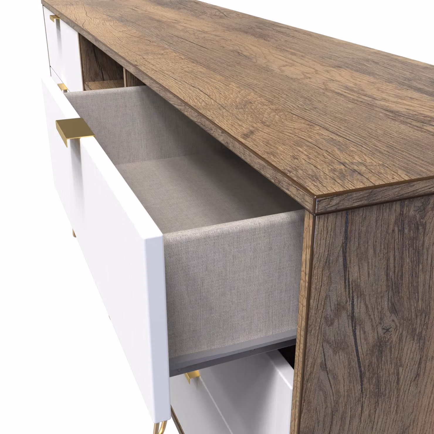 2 U Bexley Ready Assembled 6 Drawer Sideboard in Gold and Multicolour – 4