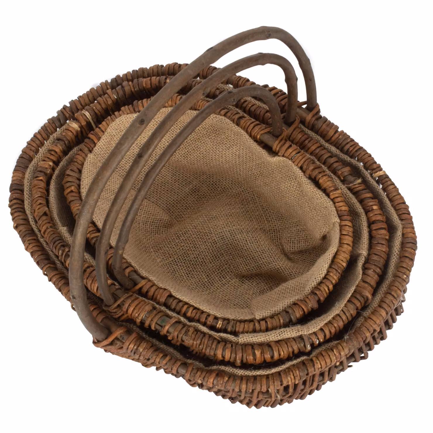 Red Hamper Set of 3 Oval Unpeeled Willow Garden Trugs in Brown Wood – 2
