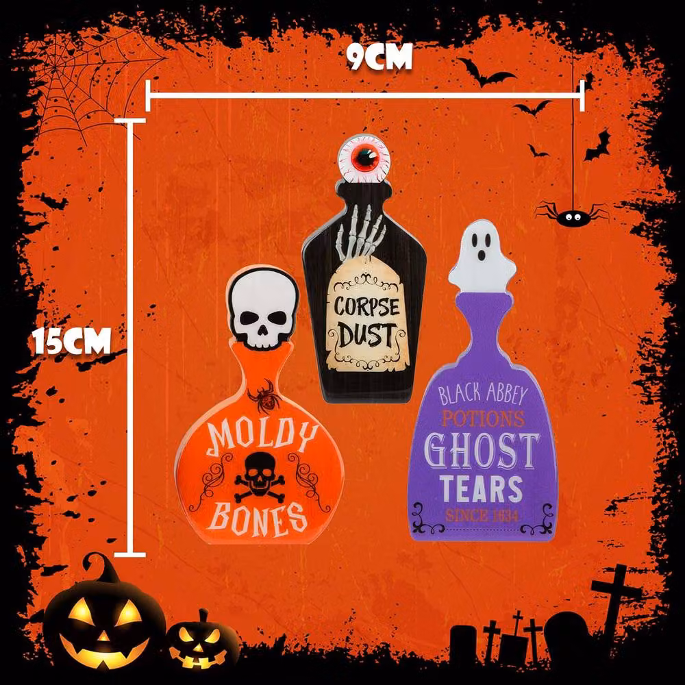 VFM e-Store Halloween Mini Bottle Display for Adults, 3 Pack in Red, Black and Purple – 2