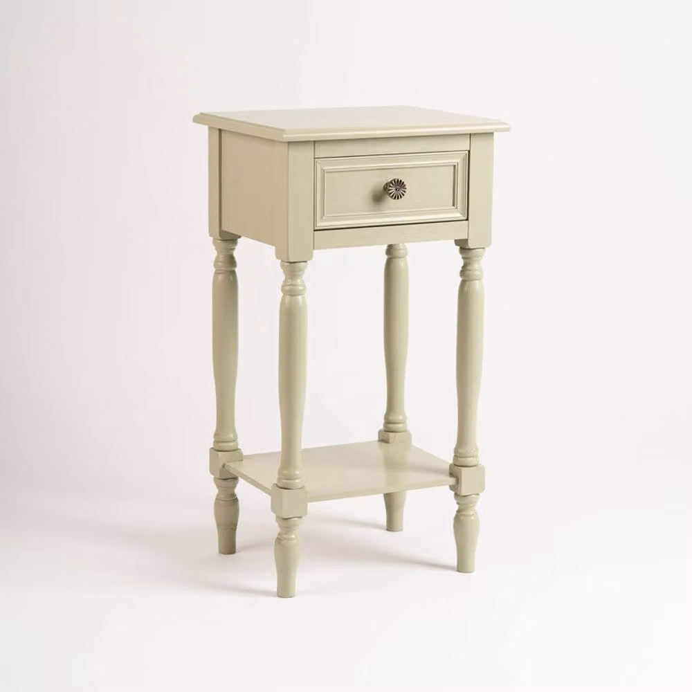 Scottish Everlastings Ltd Moss Green Side Table with Drawer in Pale Green, W/D/H: 35.5 x 30.0 x 66.0 cm – 2