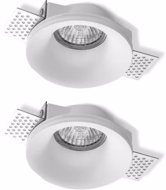 First Choice Lighting Bianca Set of 2 White Plaster Recessed GU10 Downlights
