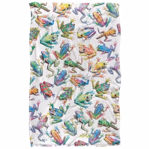 JQ Licensing Royce Mcclure Sticky Fingers Frog Pattern Super Soft Cuddly Fleece Blanket, Multicolour, W/D/H: 91 x 147 cm – 1