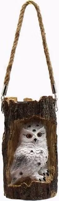 Quipulse Style 3 Solar-Powered Simulated Tree-Stump Decorative Hanging Lamp in Brown, White and Multicolour Resin