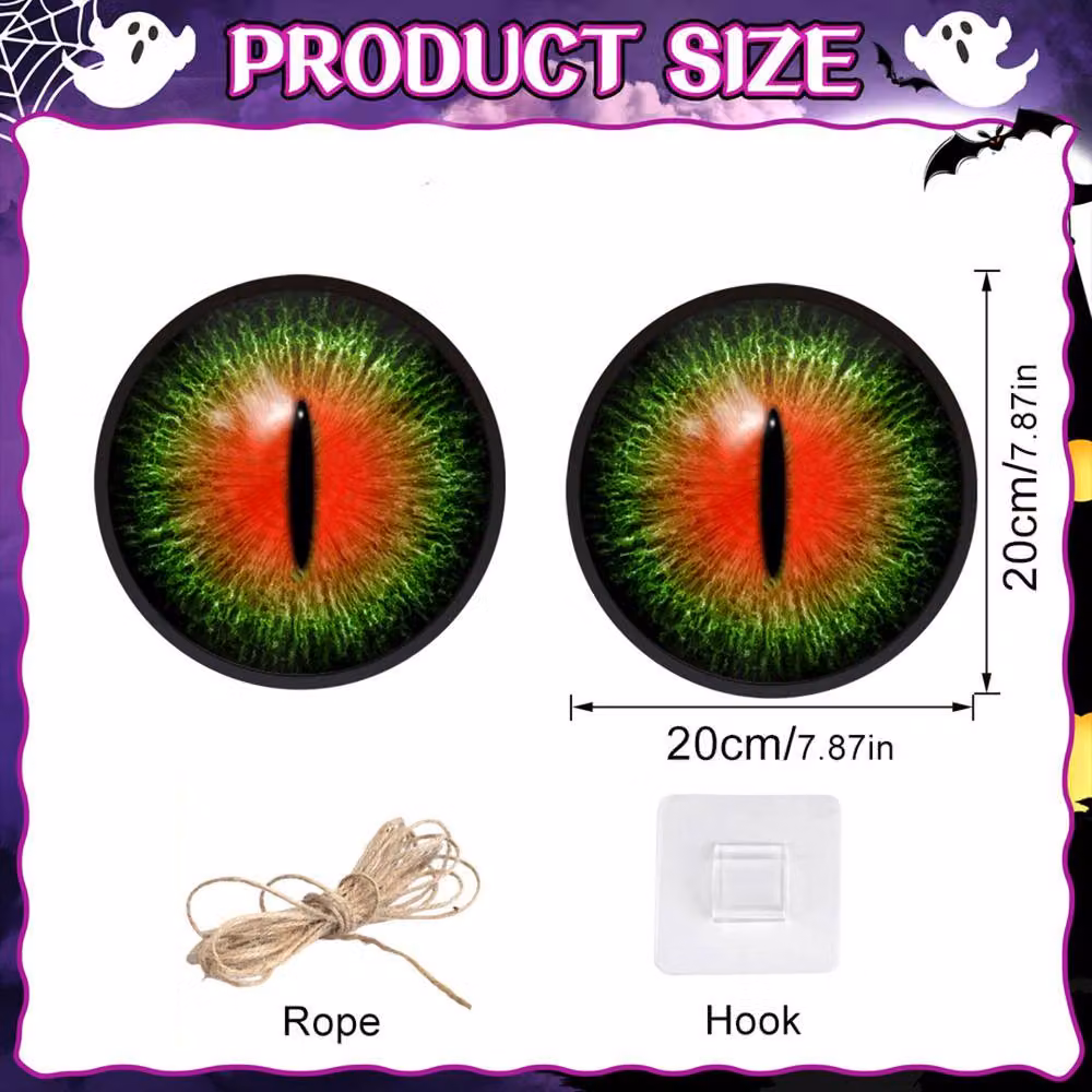 Quipulse Multicolour LED Glowing Eyeball Hanging Ornaments for Halloween Decor – 3