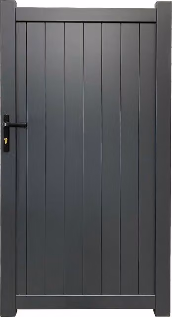 Readymade Aluminium Vertical Pedestrian Swing Gate in Grey Anthracite, W: 90 cm, H: 200 cm