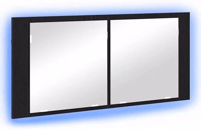 Berkfield Home LED Mirror Cabinet in Black Oak, W/D/H: 100 x 12 x 45 cm