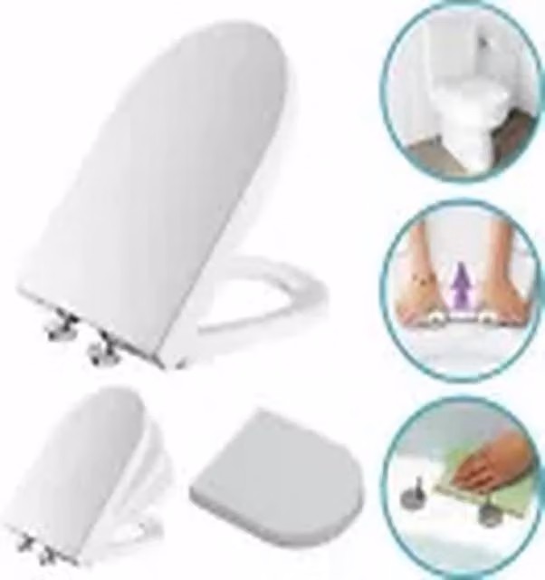 Kelvenix D-Shaped Soft Close Toilet Seat with Quick Release in White