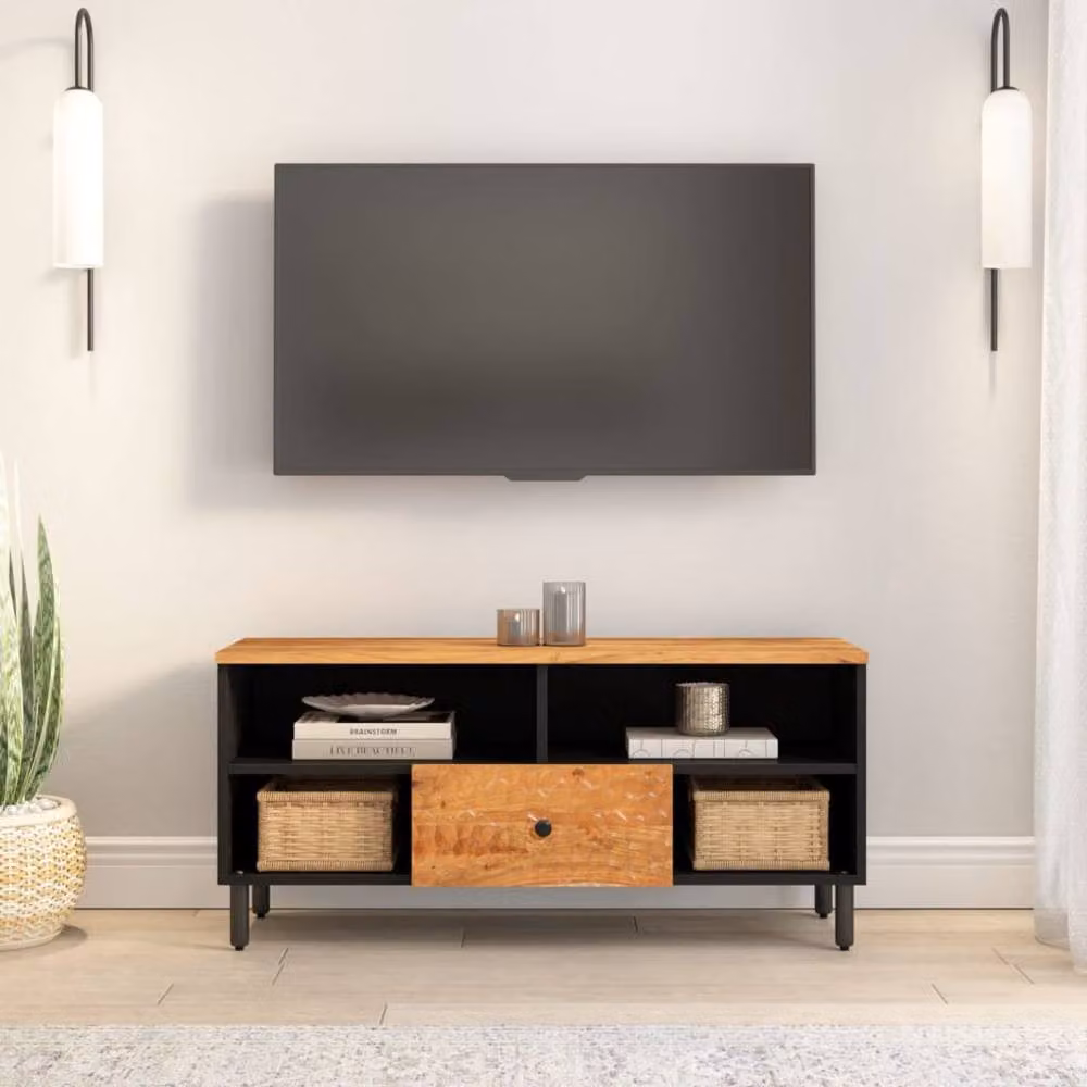 Berkfield Home Industrial Acacia Wood TV Cabinet in Brown, W/D/H: 100 x 33 x 46 cm – 3