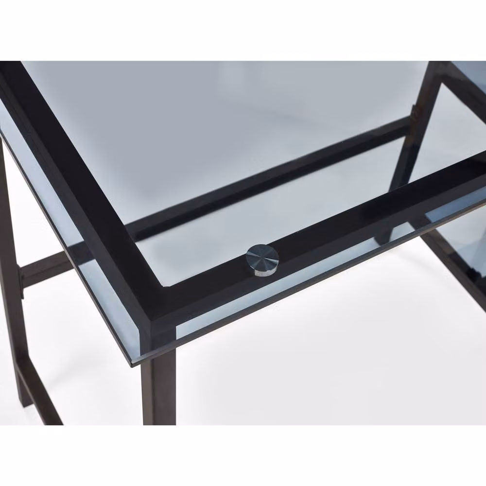 Cheshire Signature Halston Modern Writing Desk in Black and Smoked Glass, W/D/H: 105 x 72 x 40 cm – 3