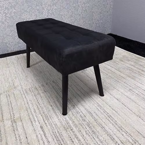 Kosy Koala Modern Dining Set with Rectangular Wood Table, 4 Grey Velvet Chairs and Bench in Black – 2