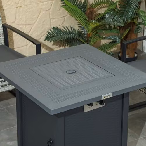 Outsunny Square Propane Gas Fire Pit Table in Dark Grey, W/D/H: 71 x 71 x 62 cm – 6
