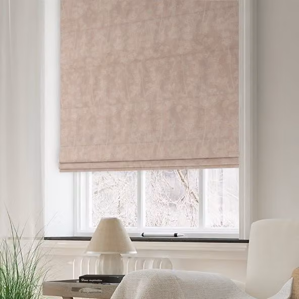 Terrys Made to Measure Blackout Roman Blind with Floral Nature Pattern in Purple and Pink
