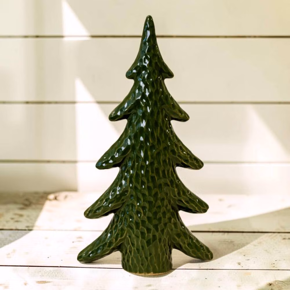 Four Candle Extra Large Dimpled Green Ceramic Christmas Tree Ornament, Height: 33 cm – 2