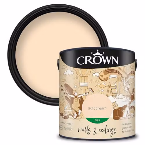 Crown Silk Satin Gloss Emulsion Paint in Beige, 2.5 l – 1