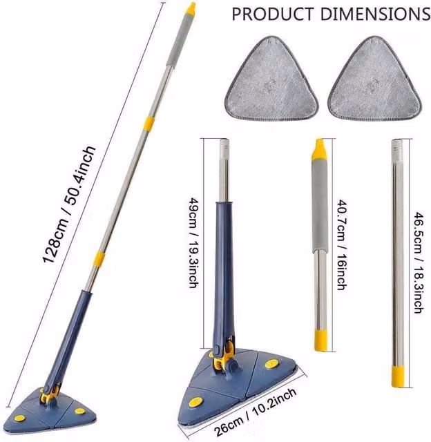PAWNORA 360 Triangle Mop with Wringer and Microfibre Pads in Blue – 1