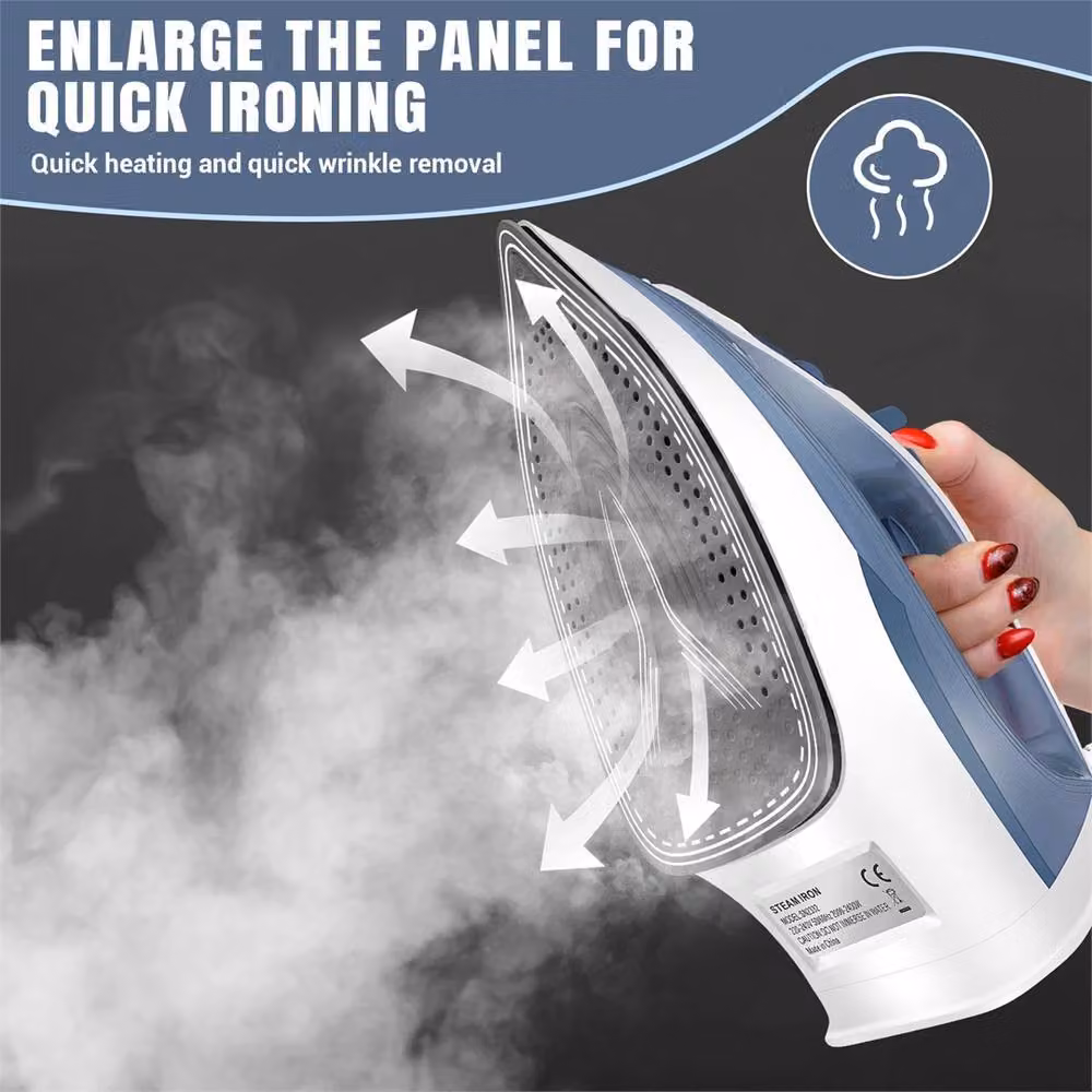 Nordara 2400W 5-Speed Steam Iron with Non-Stick Soleplate in Blue – 3
