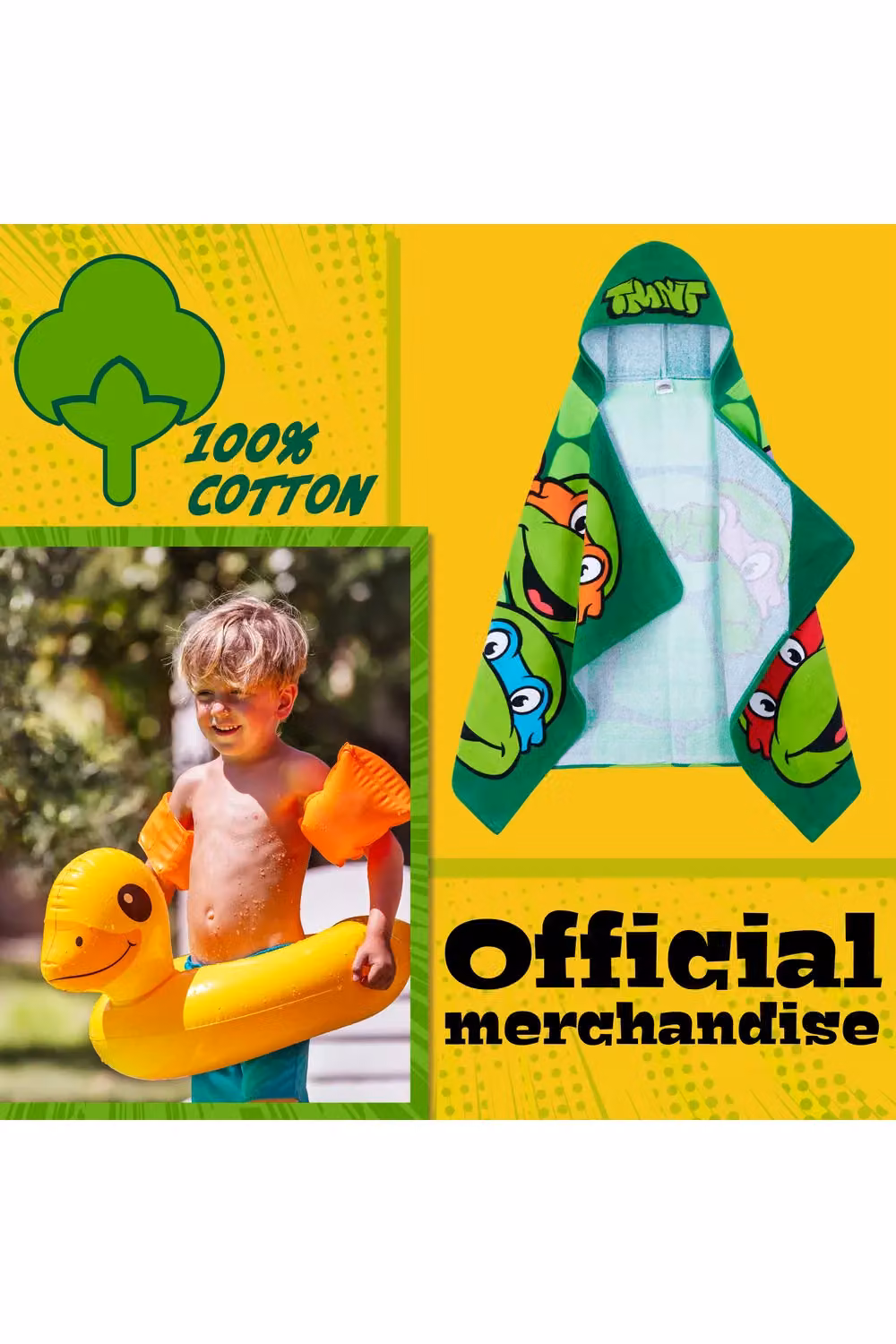 Get Trend Teenage Mutant Ninja Turtles Hooded Bath Towel Poncho in Green – 8