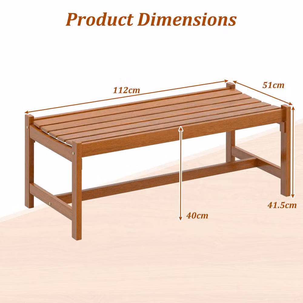 Costway Natural Wooden Slat Patio Bench for 2 People, Width: 112 cm – 2