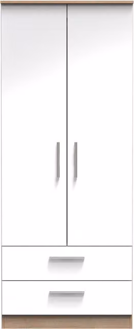 Ready Assembled Trent 2 Door 2 Drawer Wardrobe in White