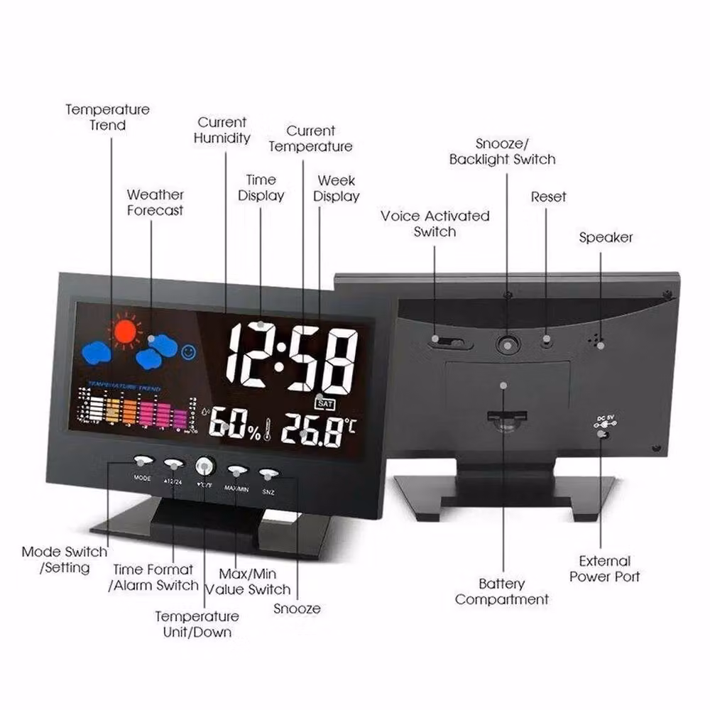 Kelvenix LED Digital LCD Display Alarm Clock in Black – 2