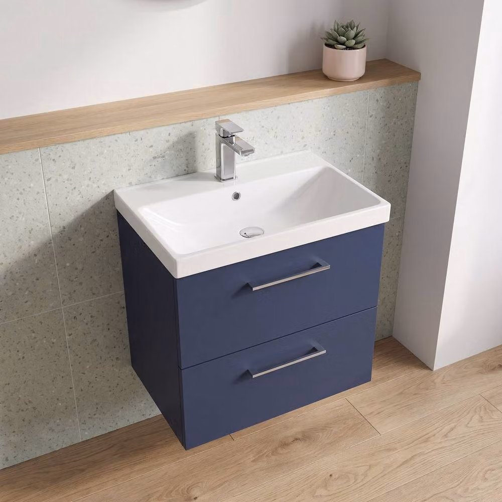 Balterley Wall Hung 2 Soft Close Drawer Bathroom Vanity Unit, Blue, W: 60 cm – 3